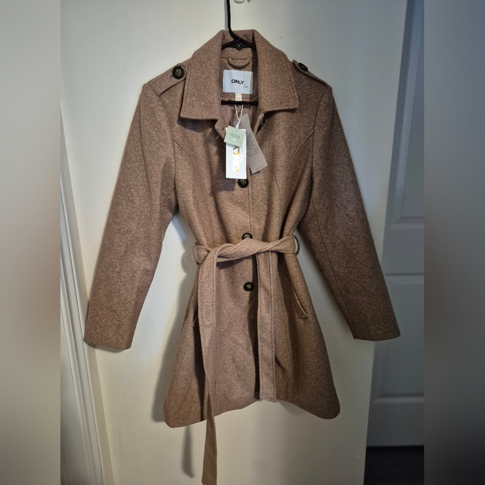 ONLY Women's Brown Trench Coat with Belt